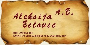 Aleksija Belović vizit kartica